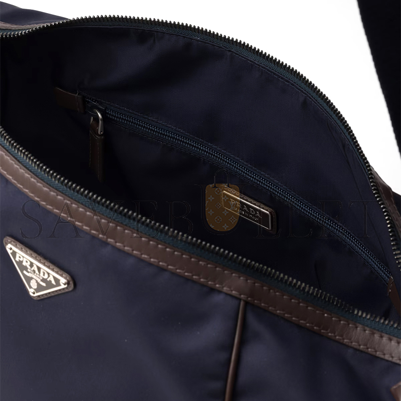 Pra*a re-nylon and leather shoulder bag 2vh180 (34*34*17cm)